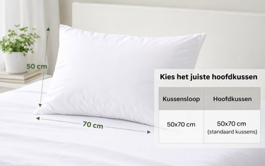 50x70 cm hoofdkussen met een 50x70 cm kussensloop