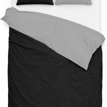 Lovéron DuoVibe - Dekbedovertrek Effen - Tweepersoons - Katoen - 200x200/220 cm - Zwart/Grijs