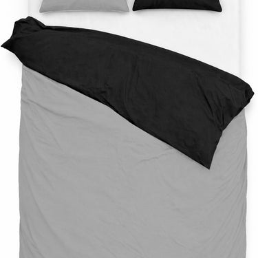 Lovéron DuoVibe - Dekbedovertrek Effen - Tweepersoons - Katoen - 200x200/220 cm - Zwart/Grijs