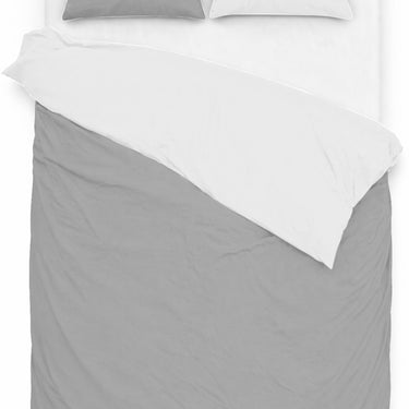 Lovéron DuoVibe - Dekbedovertrek Effen - Tweepersoons - Katoen - 200x200/220 cm - Wit/Grijs