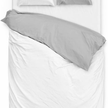 Lovéron DuoVibe - Dekbedovertrek Effen - Tweepersoons - Katoen - 200x200/220 cm - Wit/Grijs